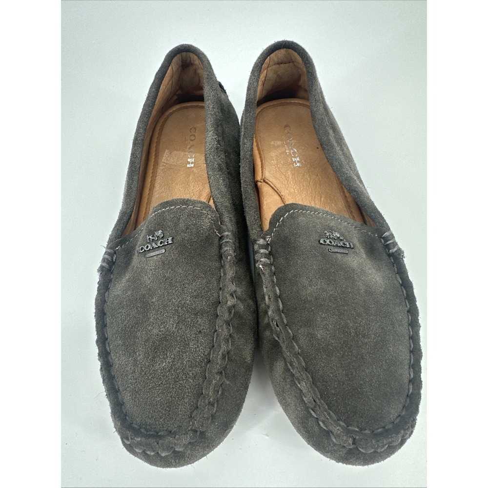 Coach Women's Mary Lock Up Suede Dark Brown Flat shoes Womens 6B